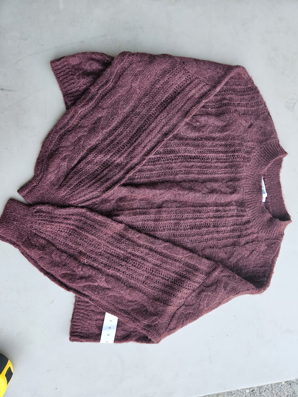 Arizona Jean Company Cable Knit Crewneck Sweater - Plum, Cropped